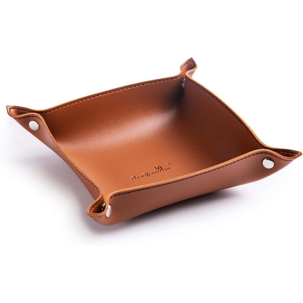 PU Leather Valet Tray for Men and Women Jewelry Key Wallet Watch Coin Organizer